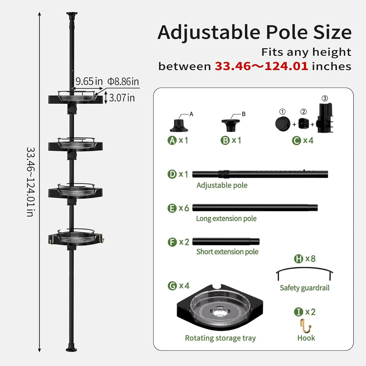 360° Rotating Tension Shower System