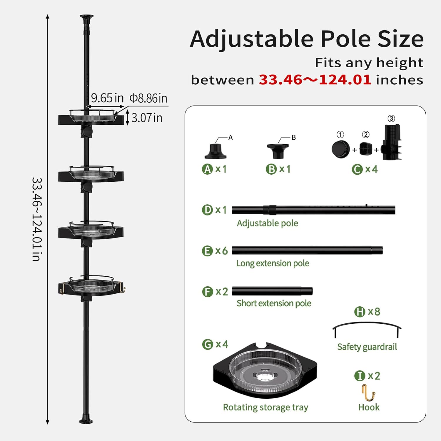 360° Rotating Tension Shower System