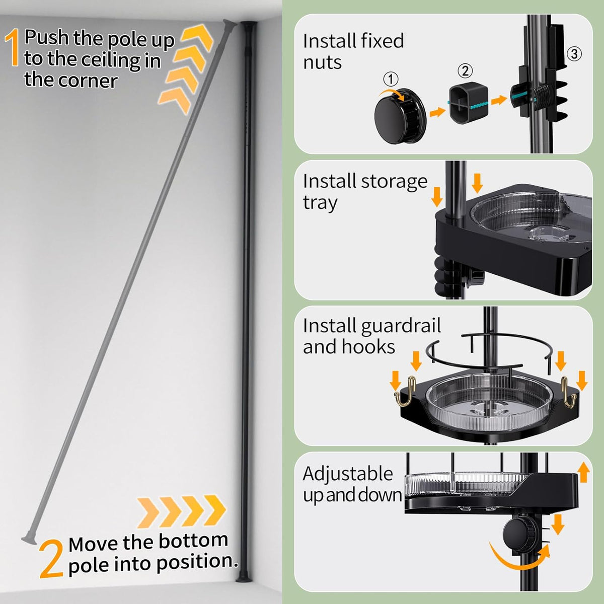 360° Rotating Tension Shower System